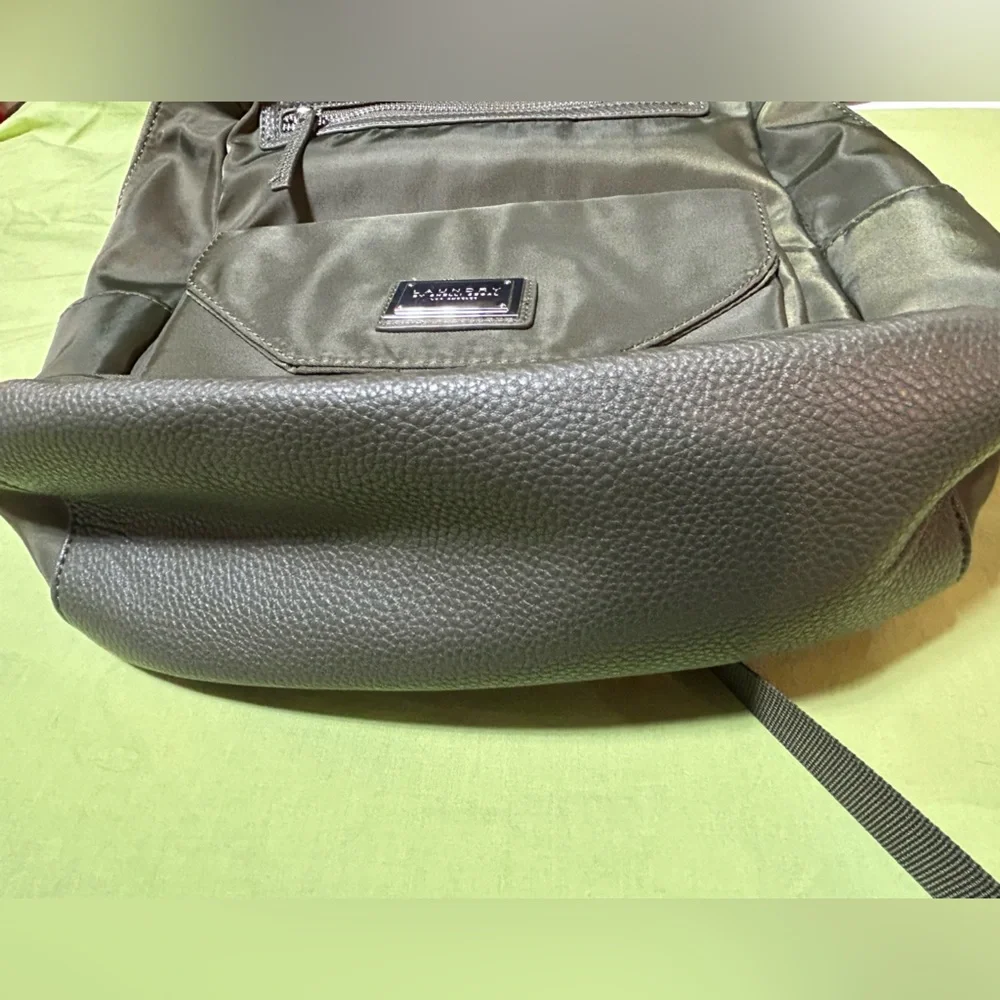 Laundry By Shelli Segal Olive Army Green Backpack w Leather Trim-NWOT-